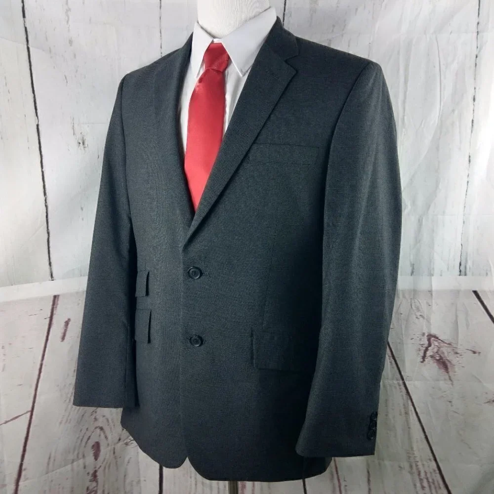 Haggar Originals 1926 40R 2 Button Gray Birdseye Suit Blazer Jacket